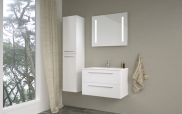 Mobilier de salle de bains - Set AL Rajkot, 3 pièces y compris lavabo / vasque, couleur : blanc brillant