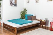 Lit Futon / lit en bois massif pin, couleur noyer A9, incl. sommier à lattes - dimension 140 x 200 cm