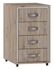 Caisson mobile Cianjur 17, couleur : chêne / blanc - Dimensions : 77 x 45 x 60 cm (H x L x P)