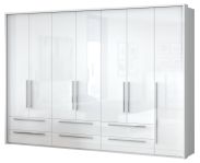 Armoire à portes battantes / armoire avec cadre Siumu 39, Couleur : Blanc / Blanc brillant - 226 x 322 x 60 cm (H x L x P)