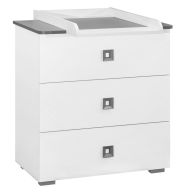 Chambre d'enfant - commode avec meuble à langer Daniel 06, couleur : blanc / gris - 91 x 83 x 74 cm (H x L x P)