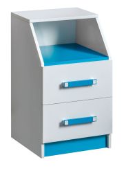 Chambre d'enfant - Commode Frank 15, couleur : blanc / bleu - 67 x 40 x 40 cm (h x l x p)