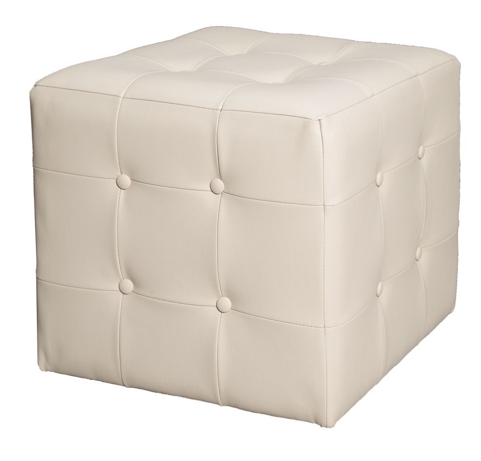 Hocker / Pouf Bassila 01, Farbe: Weiß - Abmessungen: 39 x 41 x 41 cm (H x B x T)