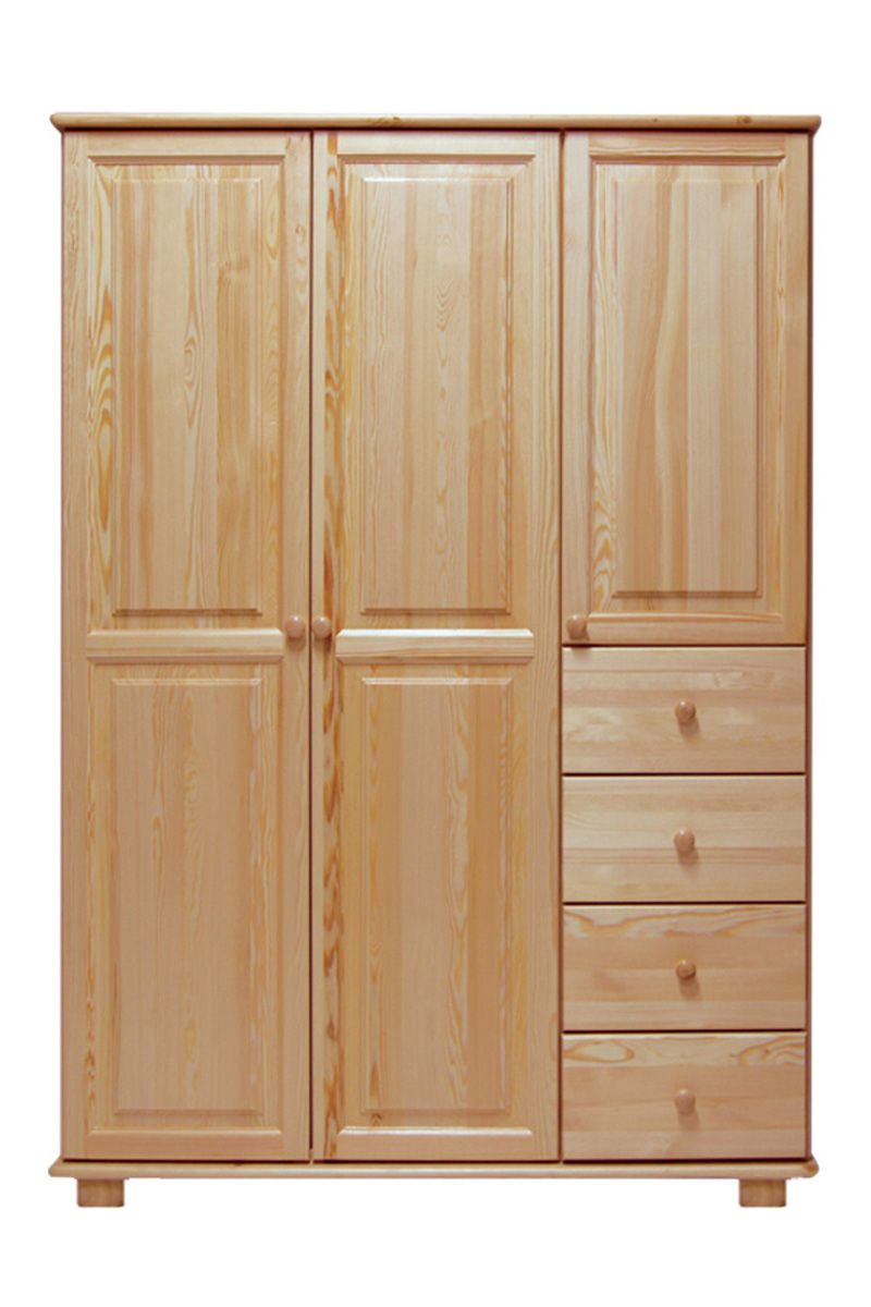 Armoire en bois de pin massif, naturel 018 - Dimensions 190 x 120 x 60 cm (H x L x P)