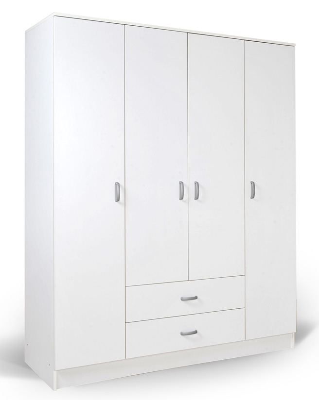 Armoire à portes battantes / armoire Sidonia 06, couleur : blanc - 200 x 164 x 53 cm (H x L x P)