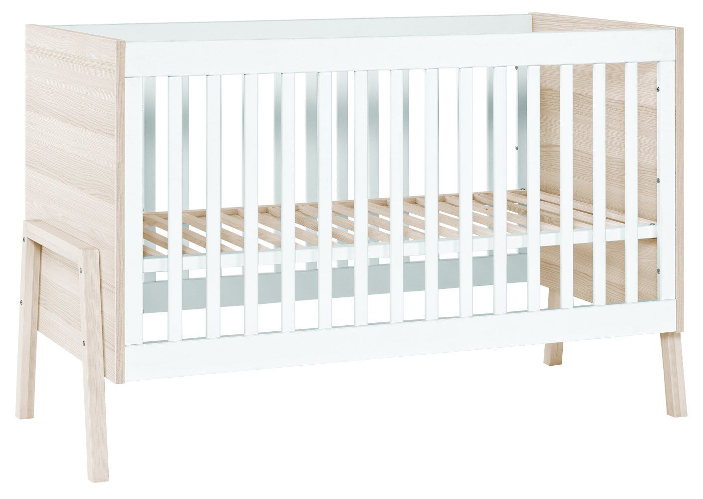 Lit enfant / lit Hildrid 01, couleur : acacia / blanc - surface de couchage : 60 x 120 cm (l x L)