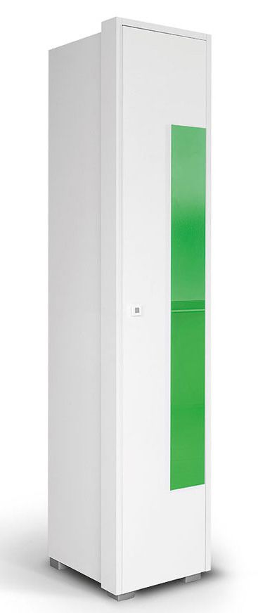 Chambre des jeunes - armoire à portes battantes / armoire Gabriel 15, couleur : blanc / vert - 220 x 45 x 54 cm (h x l x p)