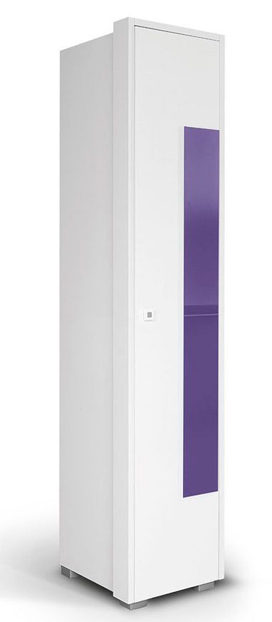 Chambre des jeunes - Armoire à portes battantes / Armoire Gabriel 15, couleur : blanc / violet - 220 x 45 x 54 cm (h x l x p)