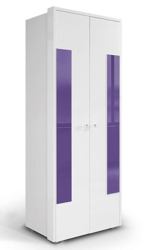 Chambre des jeunes - Armoire à portes battantes / Armoire Gabriel 17, couleur : blanc / violet - 220 x 85 x 54 cm (H x L x P)