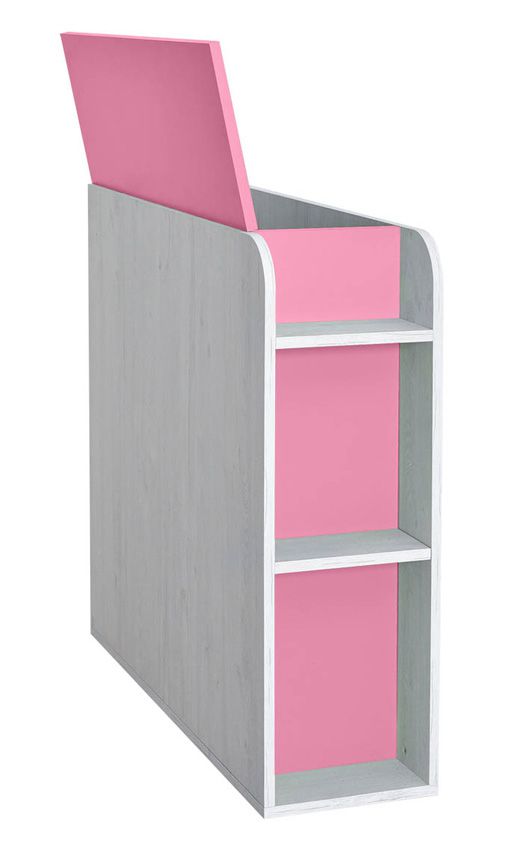 Chambre d'enfant - coffre Luis 03, couleur : chêne blanc / rose - 92 x 30 x 103 cm (H x L x P)