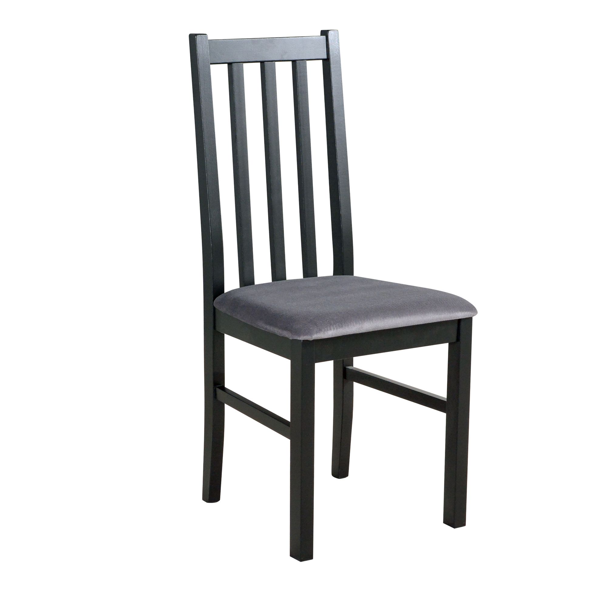 Chaise SIGULDA avec assise rembourrée en mousse T-25, bois massif de hêtre en noir, rembourrage en PES, aspect moderne, bois durable