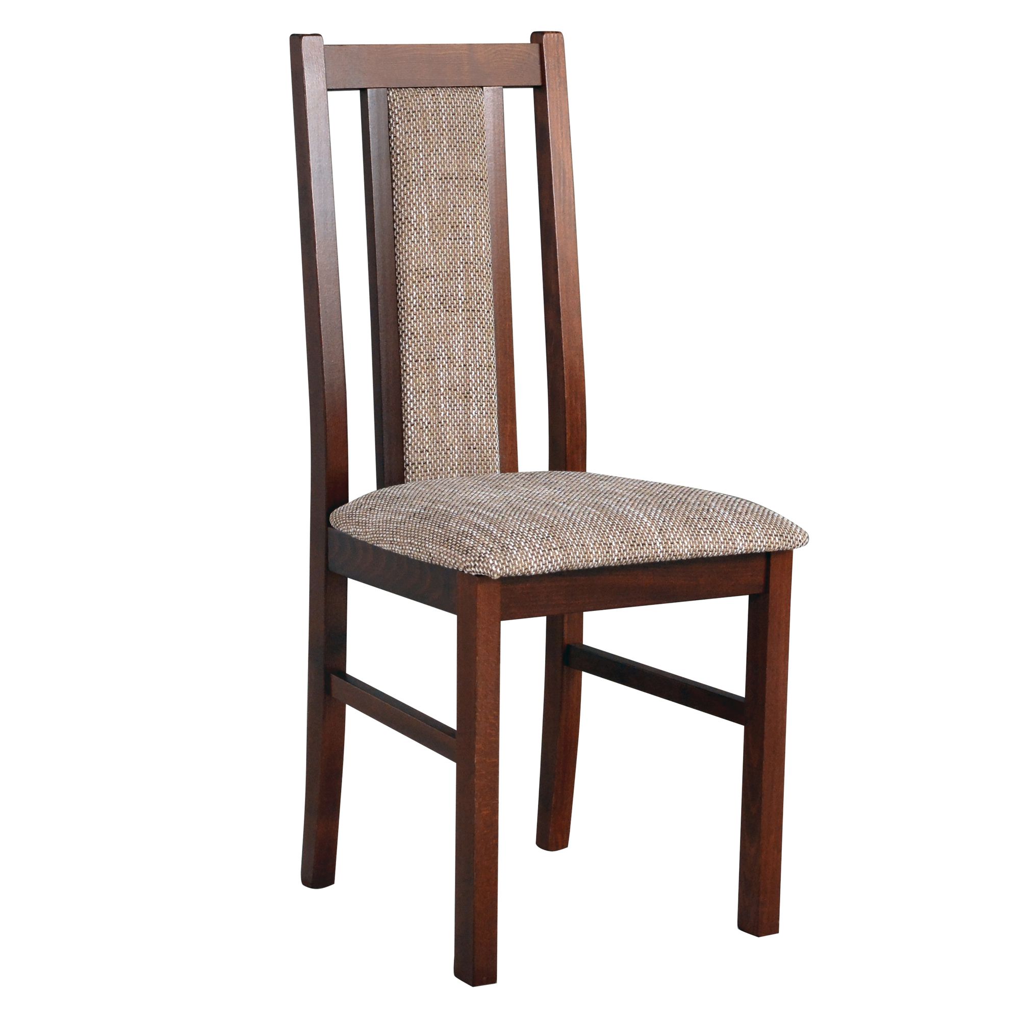 Chaise classique réversible avec rembourrage beige en PES pour la salle à manger, hauteur d'assise de 47 cm, bois de hêtre massif robuste en couleur noyer, durable