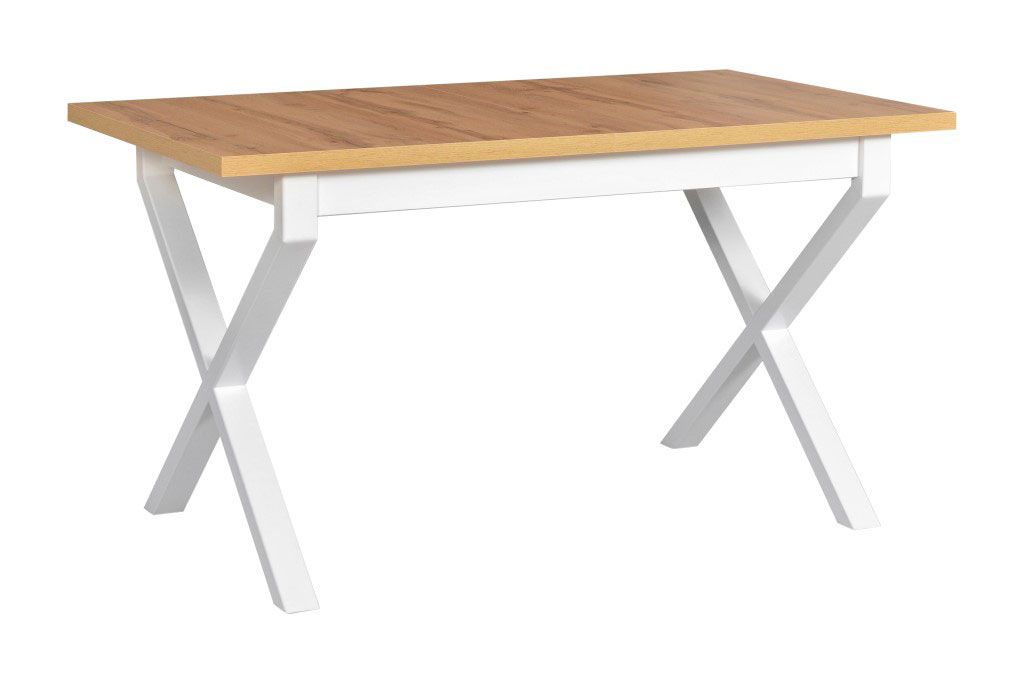 Table de salle à manger blanche MENT au design moderne, dimensions 80 x 140/180 cm (l x p), hauteur du plateau de table de 32 mm, pieds métalliques stables, surface laminée