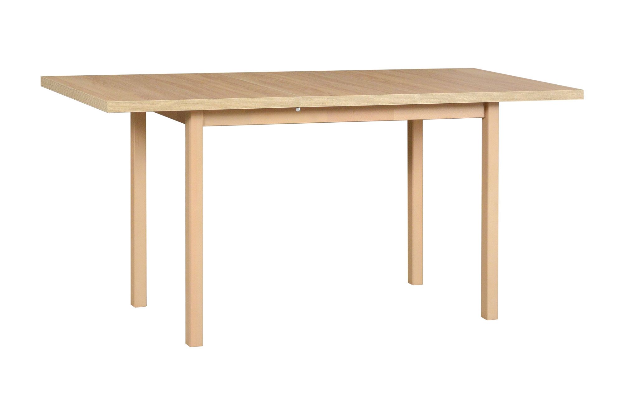 Table de salle à manger RAIVIS couleur chêne, extensible, dimensions 70 x 120/160 (l x p), hauteur du plateau de table de 32 mm, plateau en stratifié, aspect angulaire, pieds en bois