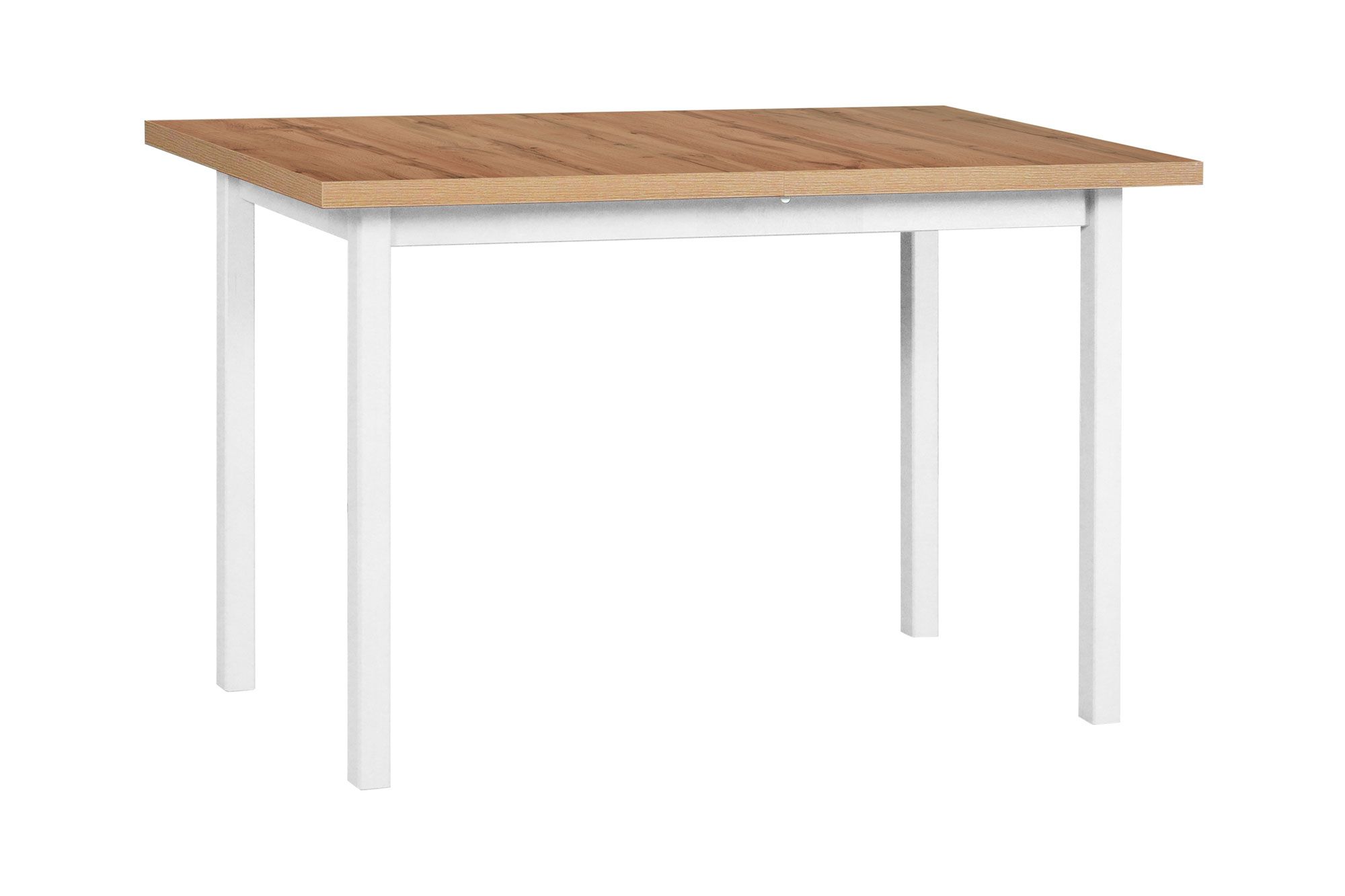 Table de salle à manger RUTA en blanc/chêne, dimensions 70 x 120 cm (l x p), hauteur du plateau de table de 32 mm, design moderne et simple, pieds en bois, stratifié résistant aux rayures