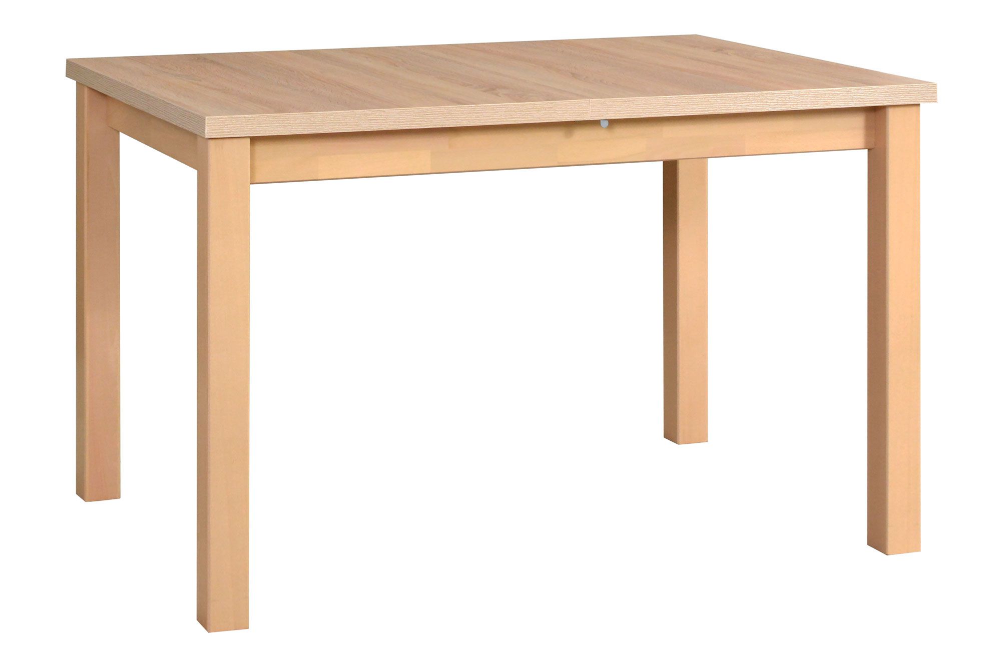 Table de salle à manger BAIBA en chêne Sonoma, dimensions 80 x 120/150 cm (l x p), plateau de table en stratifié résistant aux rayures, pieds en bois, peut accueillir jusqu'à 8 personnes.