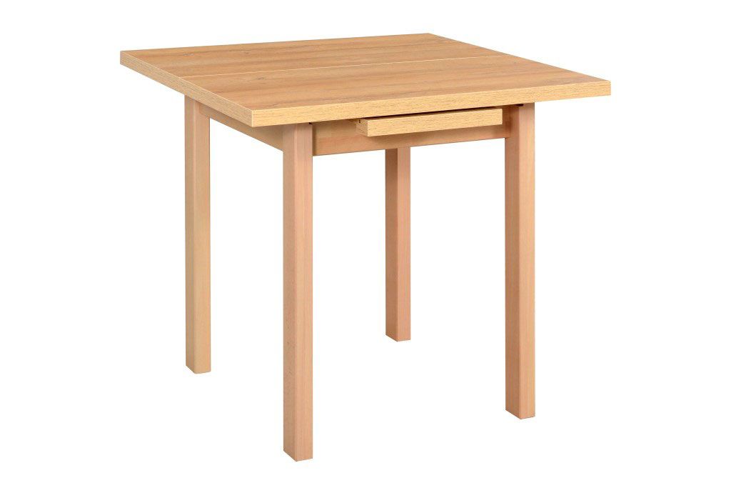 Table de salle à manger DEIMONDS couleur chêne, extensible, peu encombrante, dimensions 80 x 80/110 cm (l x p), hauteur du plateau de table 32 mm, pieds en bois robustes