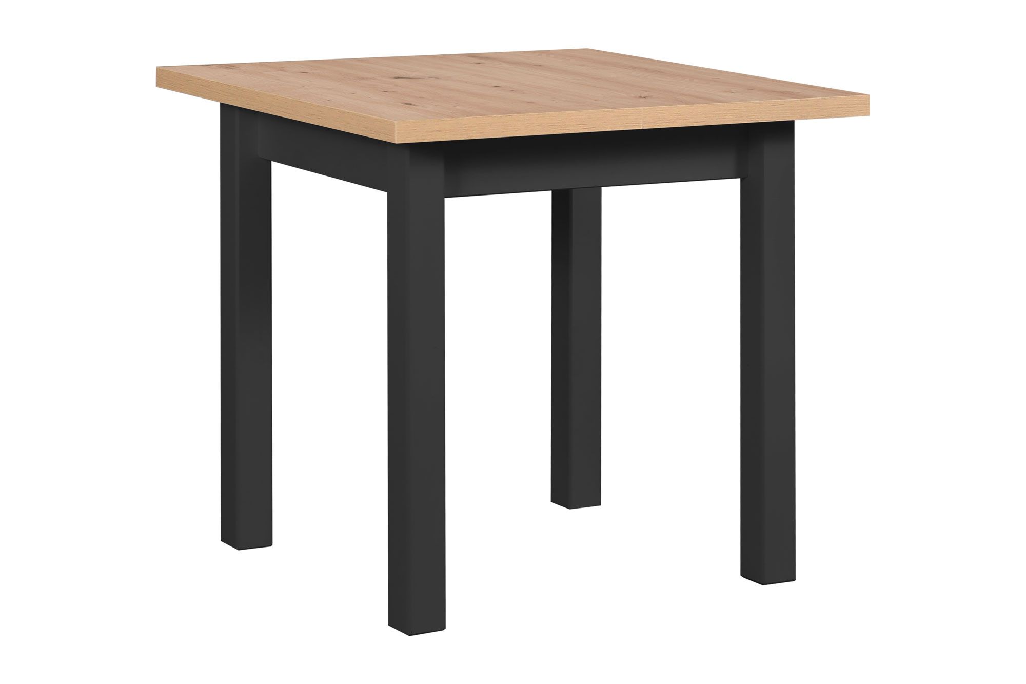 Table de salle à manger LELDE en noir/chêne, extensible, peu encombrante, dimensions 80 x 80/160 cm (l x p), facile à combiner, hauteur du plateau 32 mm, plateau en stratifié