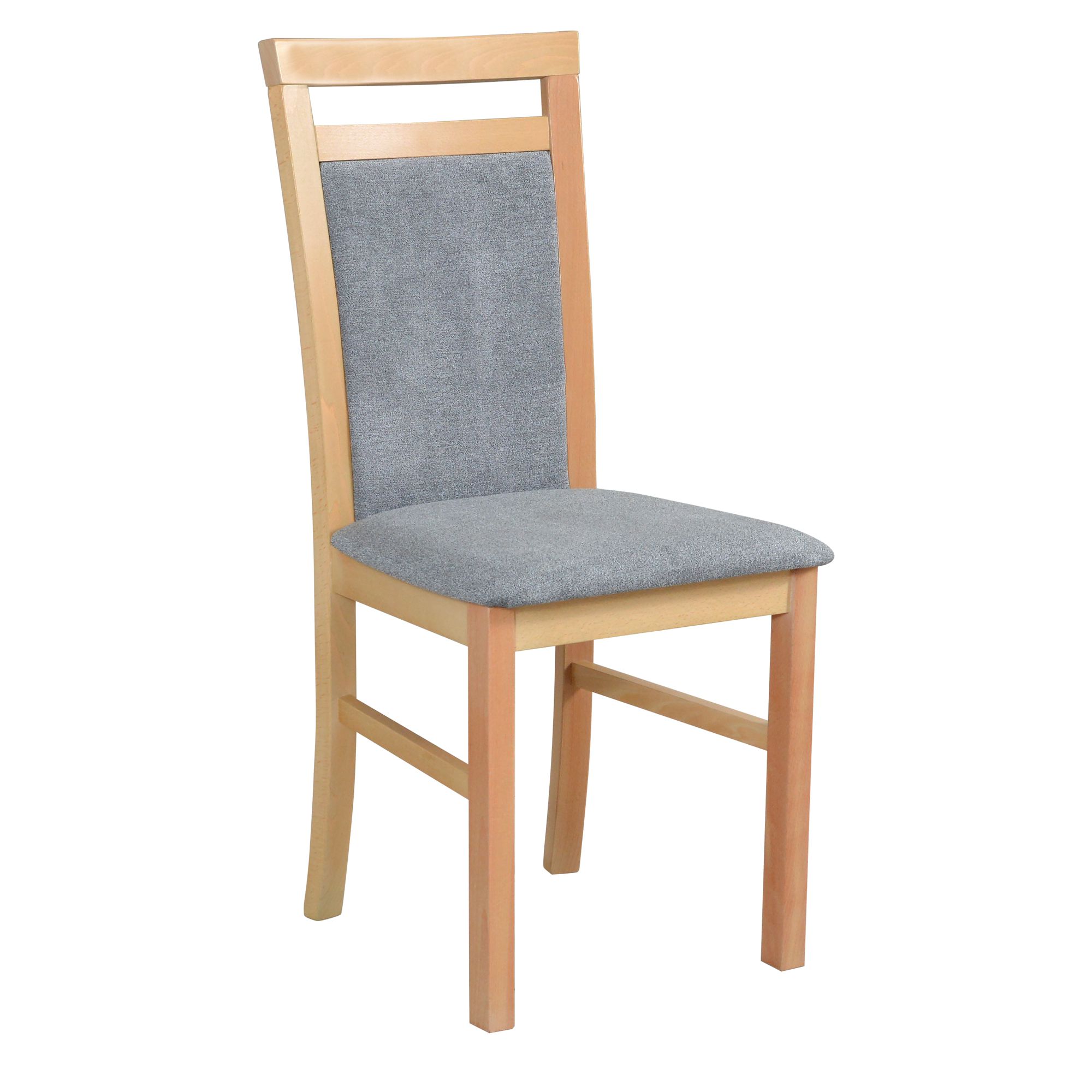 Chaise de salle à manger Smilten Gris rembourré, rembourrage en mousse T-25, particulièrement confortable, bois de hêtre en chêne, bois robuste, matériau durable