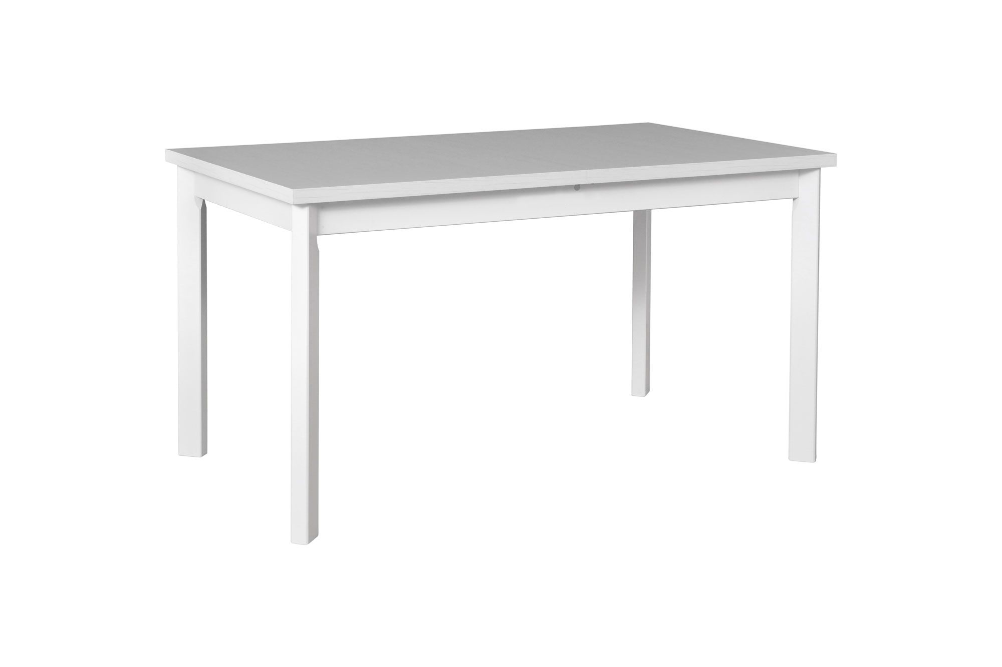 Table de salle à manger blanche RAMTAI, facile à combiner, hauteur du plateau de table 32 mm, dimensions 80 x 140/180 (l x p), surface laminée, pieds en bois stables