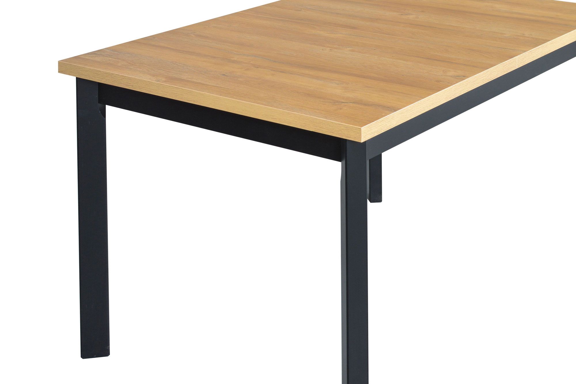 Table de salle à manger RAMTAI en noir/chêne teinté, design exclusif, dimensions 80 x 140/180 (l x p), hauteur du plateau de table de 32 mm, pieds en bois stables