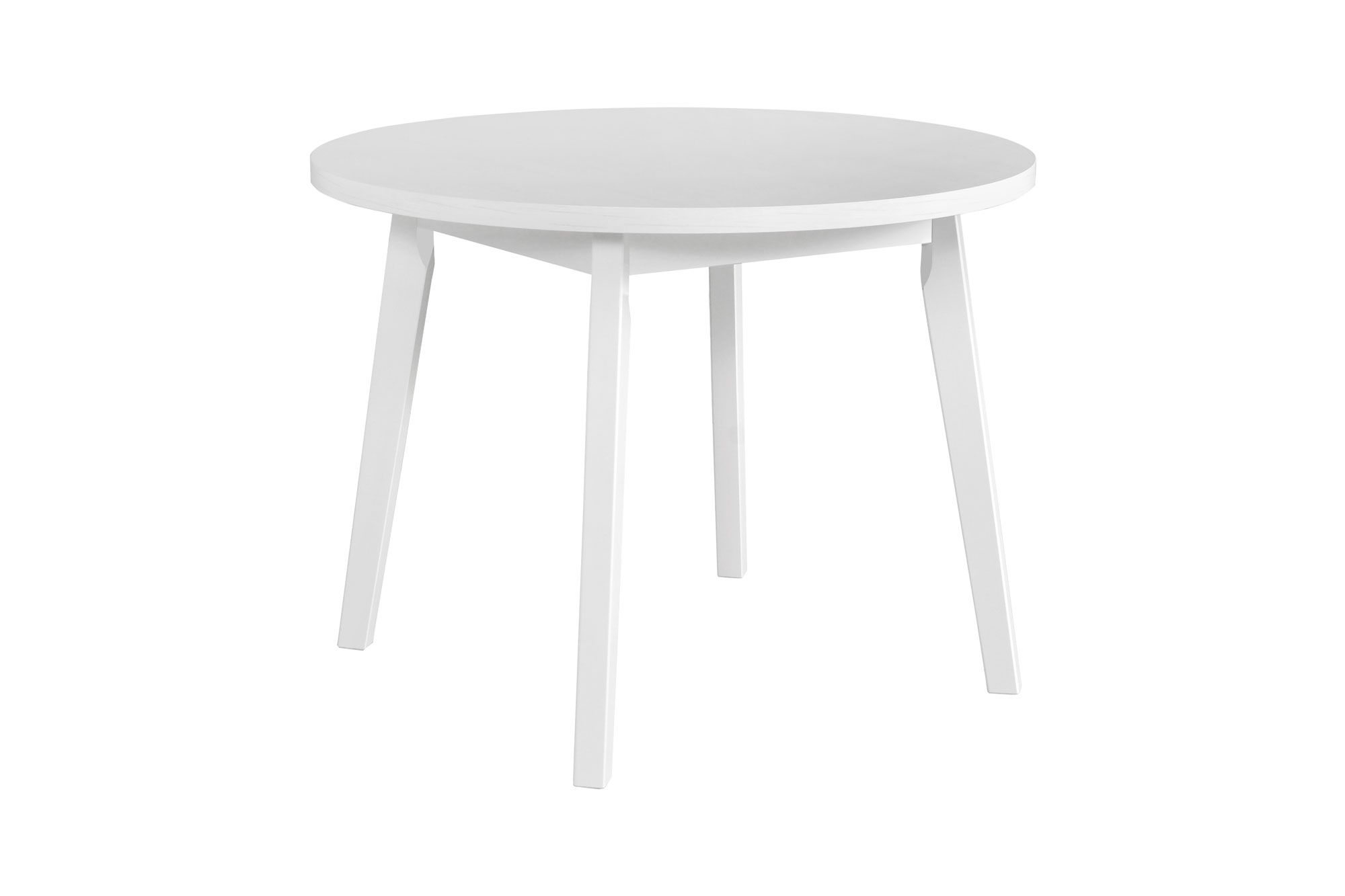 Table de salle à manger blanche ANDRA, ronde, facile à combiner, design simple, dimensions Ø 100, hauteur du plateau 32 mm, pieds en bois stables, haute résistance