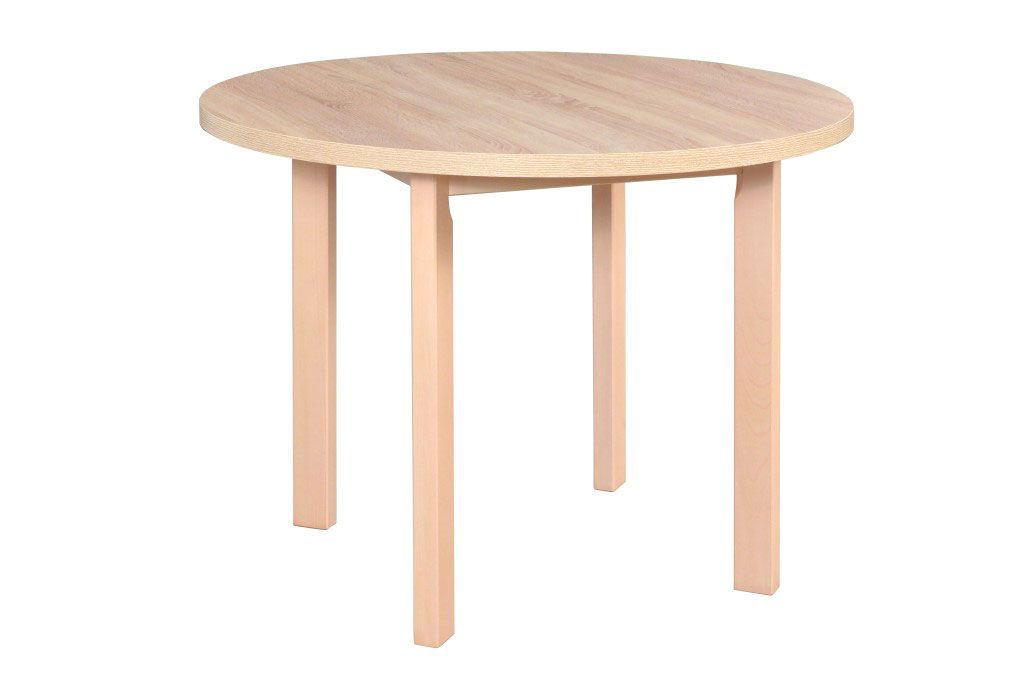 Table de salle à manger LEVA, couleur chêne, ronde, dimensions Ø 100, plateau de table laminé, épaisseur du plateau de table 32 mm, facile à combiner, peu encombrante