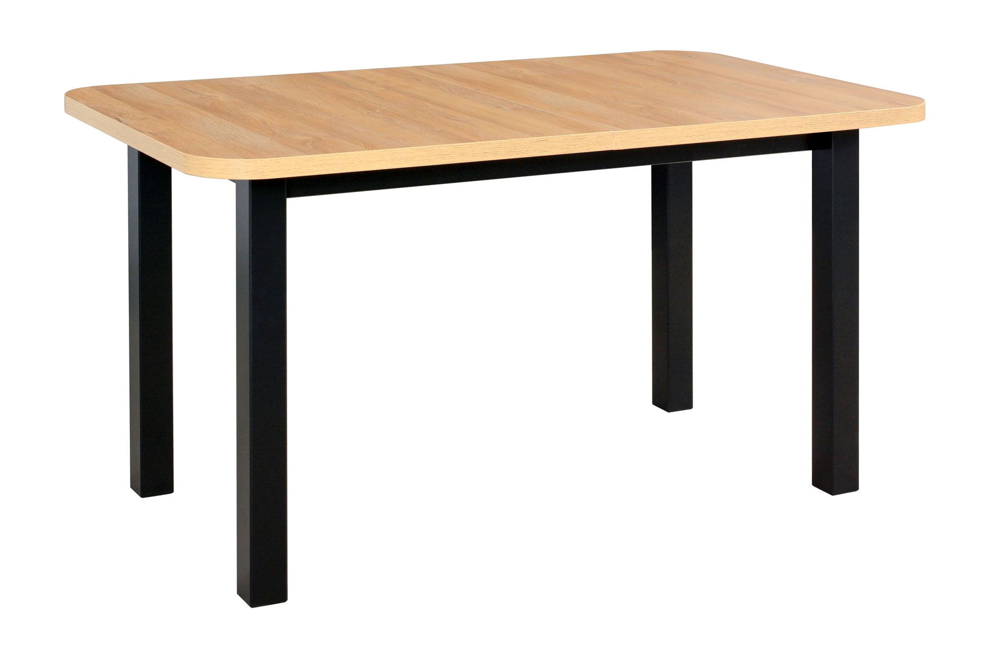 Table de salle à manger ROTE en noir/chêne teinté, aspect arrondi, dimensions 80 x 140/220 cm (l x p), hauteur du plateau de table de 32 mm, pieds en bois stables