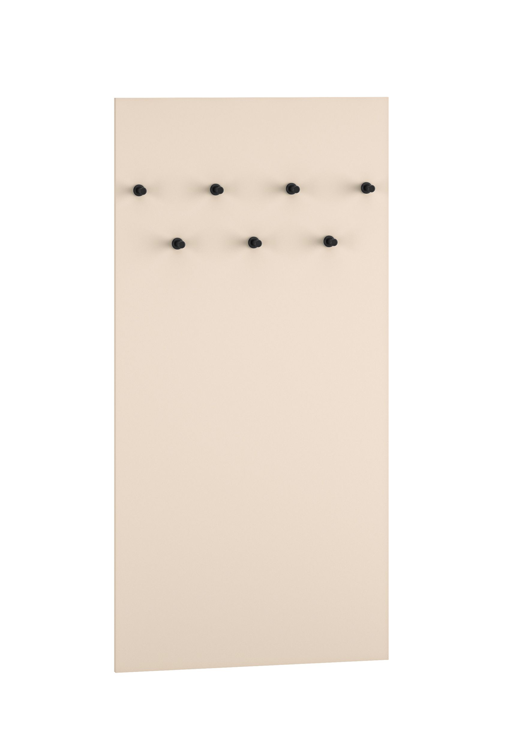 Breite Garderobe mit genügend Haken Petkula 19, Farbe: Beige hell, schlichtes Design, Haken: Schwarz, ABS-Kantenschutz, 7 Haken, für Vorraum