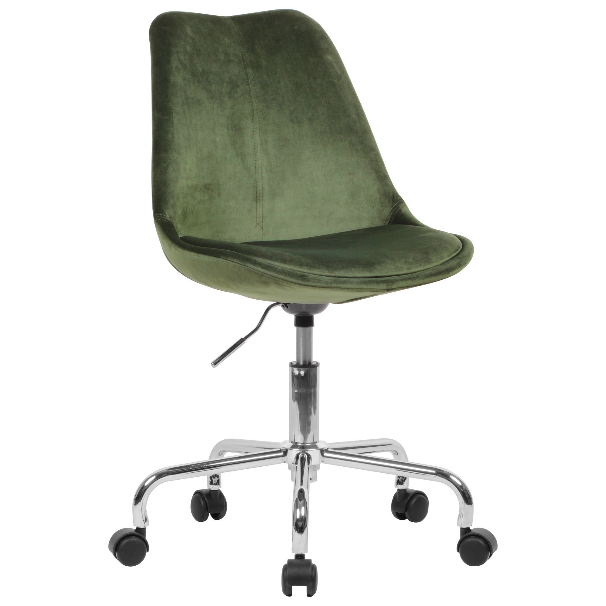 Chaise pivotante design Apolo 112, couleur : vert / chrome, revêtement en velours