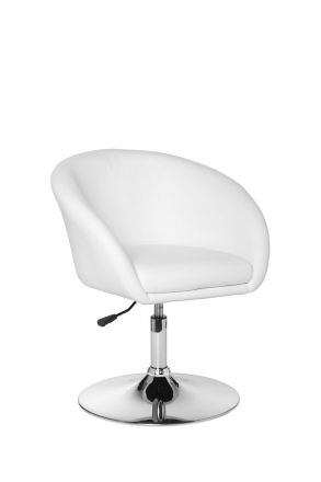 Fauteuil de cocktail rétro Apolo 133, Couleur : Blanc / Chrome, assise pivotante à 360°, réglable en hauteur