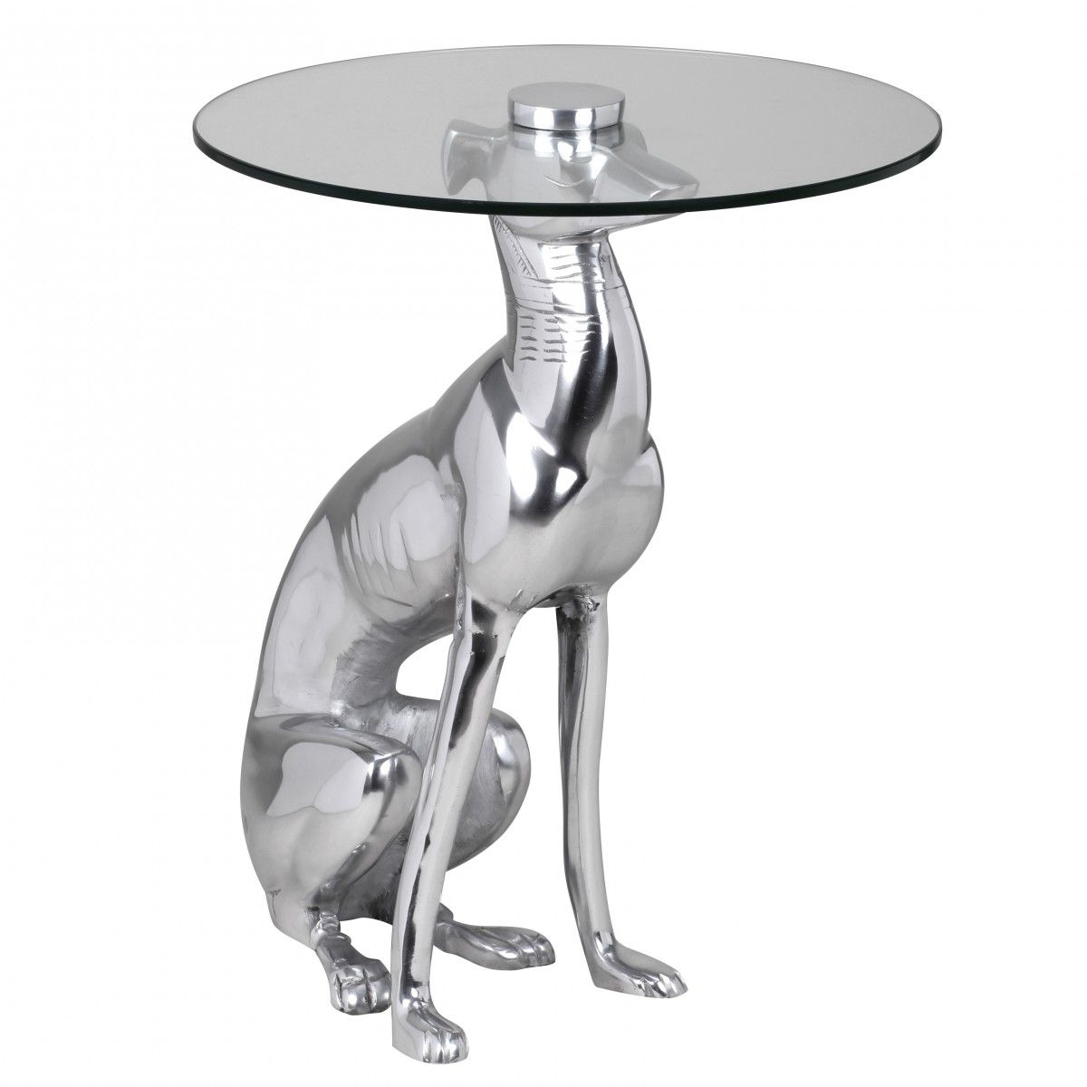 Table d'appoint, Couleur : Argent / Verre - dimensions : 50 x 40 x 40 cm (h x l x p), plateau de table en verre