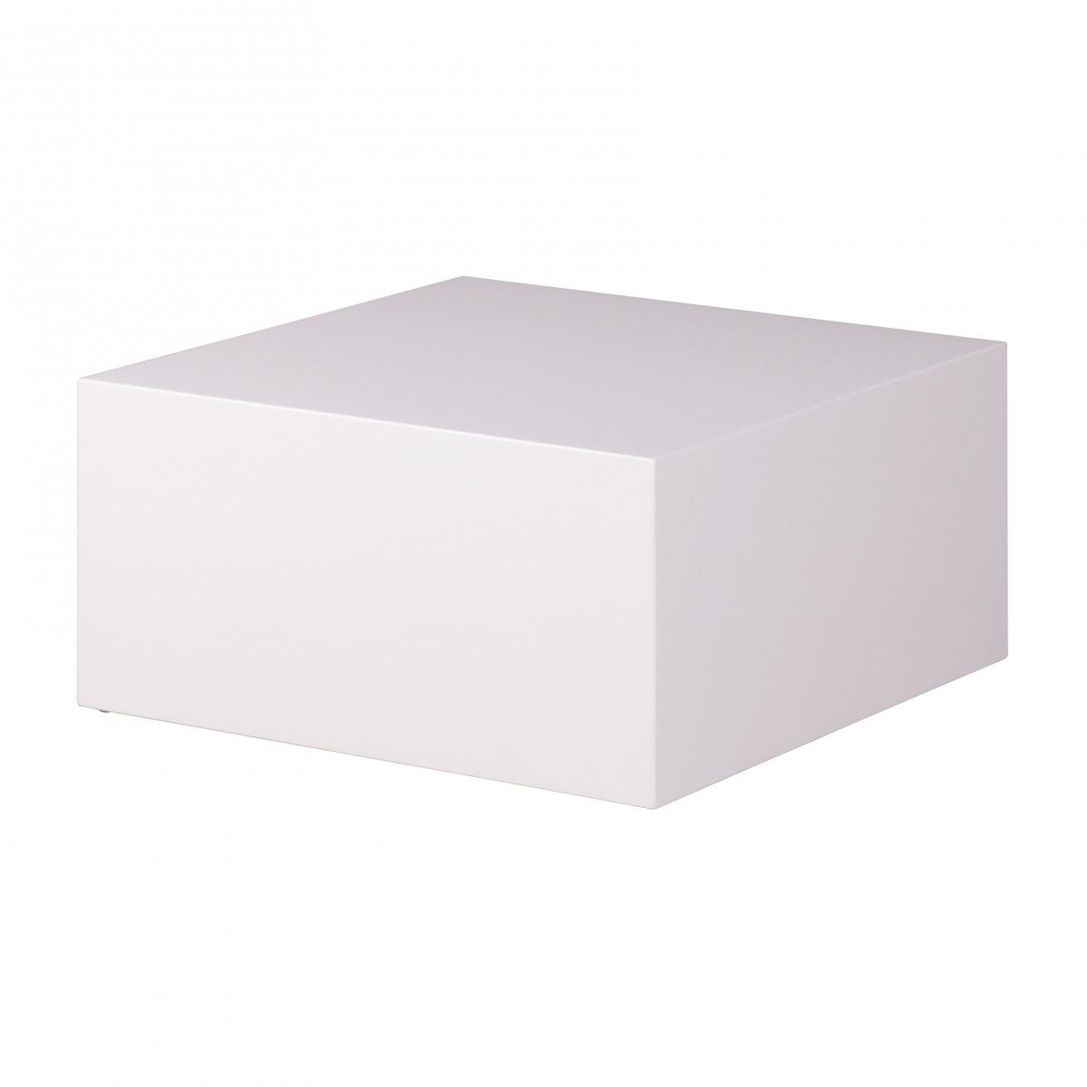 Table de salon blanche de forme monobloc, Couleur : Blanc brillant - dimensions : 30 x 60 x 60 cm (h x l x p), polyvalente