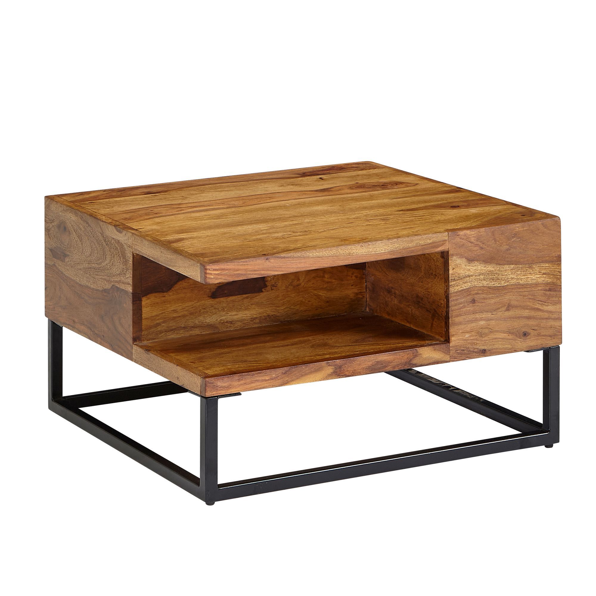 Table de salon en bois massif de Sheesham, couleur : Sheesham - Dimensions : 60 x 60 x 34,5 cm (L x P x H)