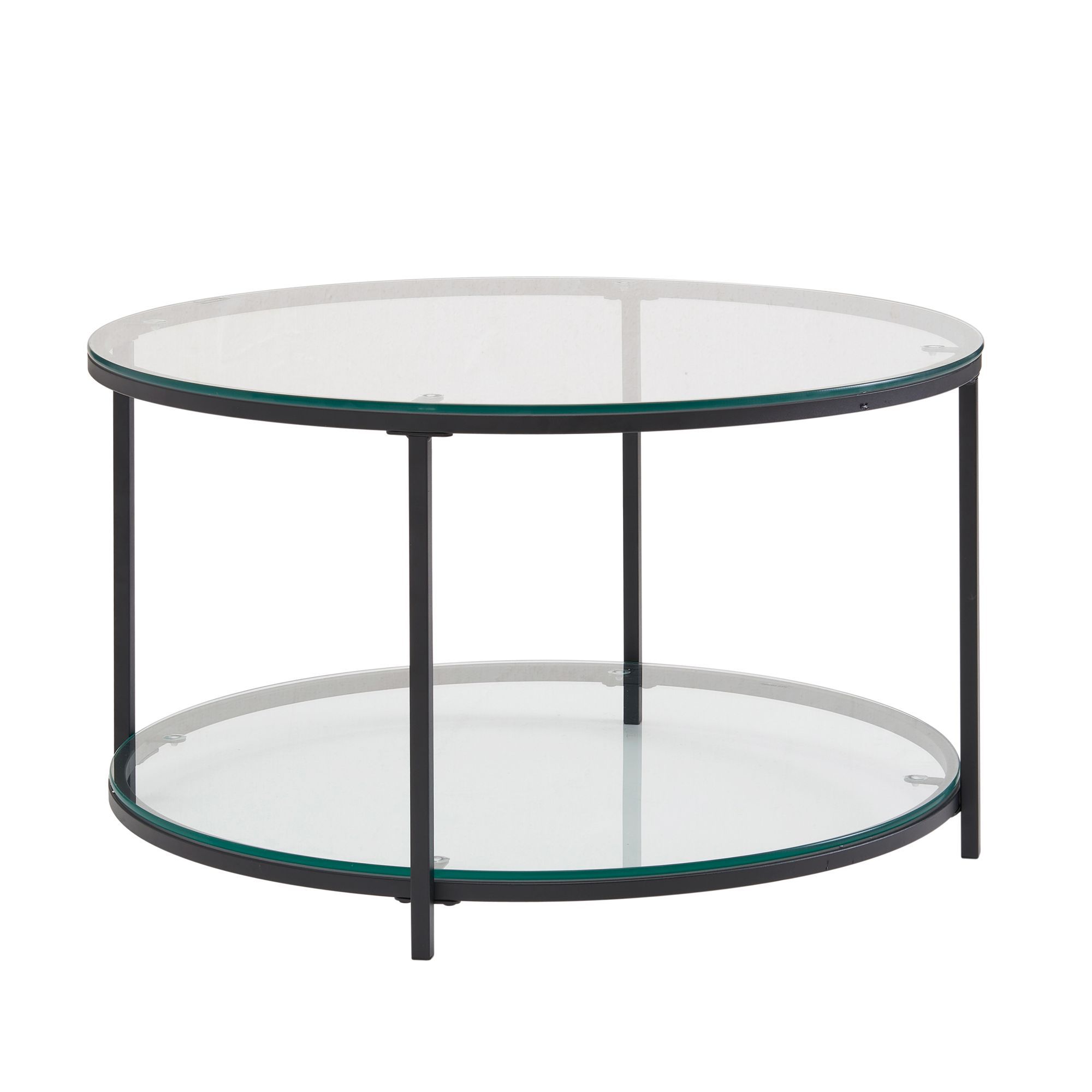 Table de salon en verre, Couleur : Noir - Dimensions : 80 x 80 x 45 cm (L x P x H)