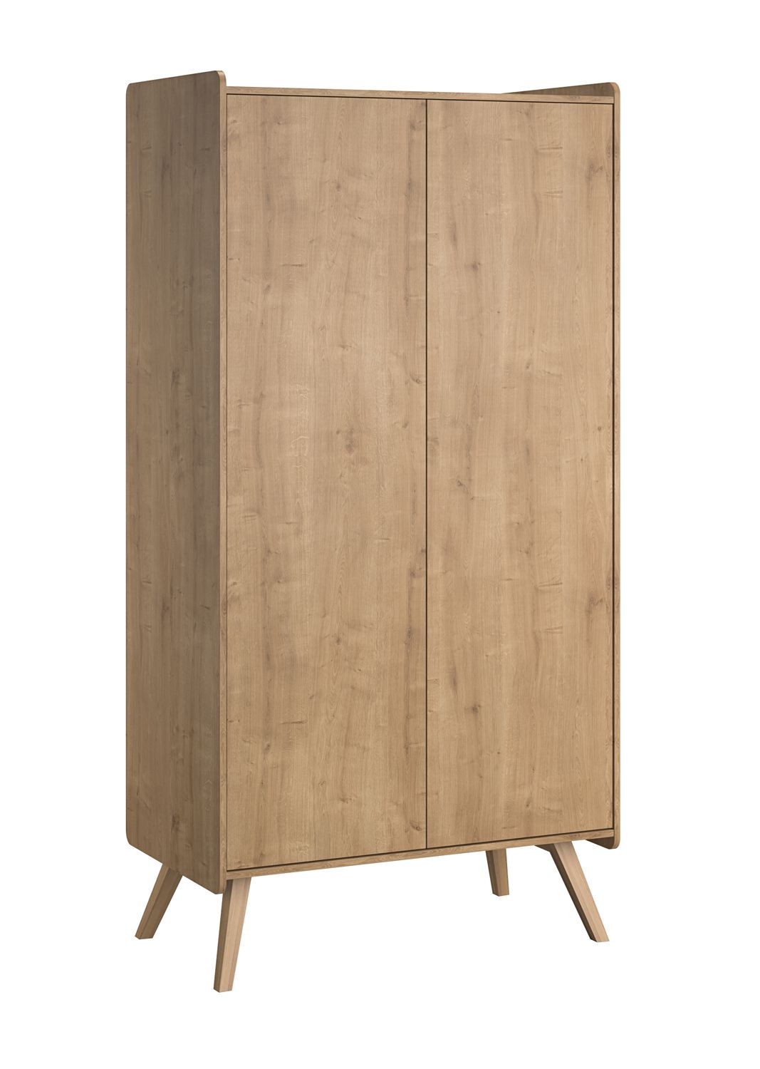 Zwei Türiger Kleiderschrank mit einer Kleiderstange Aleksander 03, Farbe: Eiche, Maße: 200 x 100,5 x 58 cm, sieben Fächer