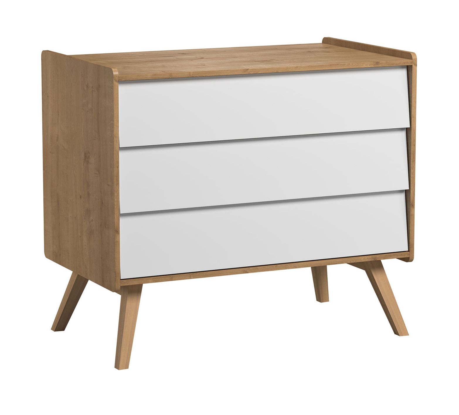 Commode Jorinde 04, couleur : chêne / blanc - Dimensions : 90 x 100 x 59 cm (h x l x p)