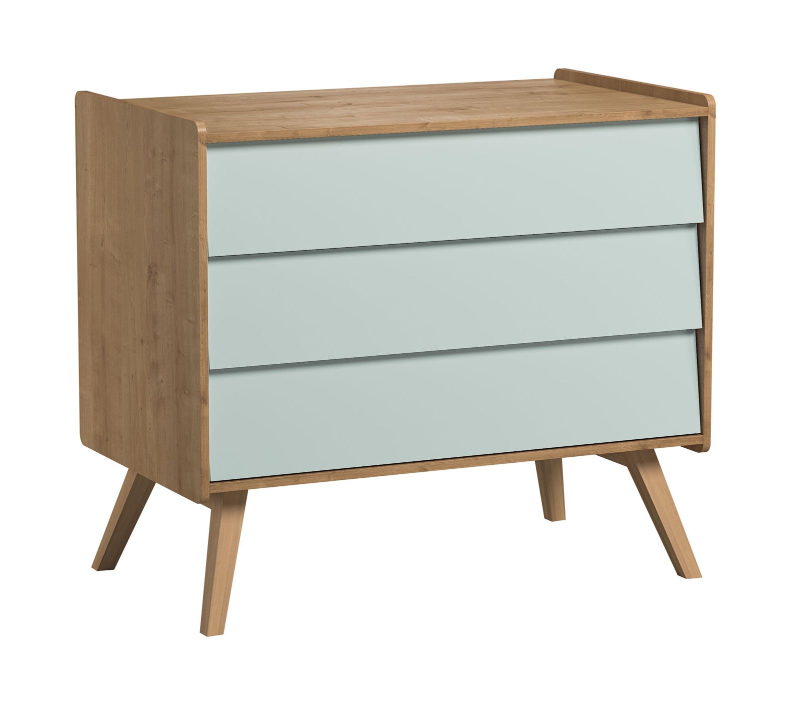 Commode Jorinde 07, couleur : chêne / vert - Dimensions : 90 x 100 x 59 cm (h x l x p)