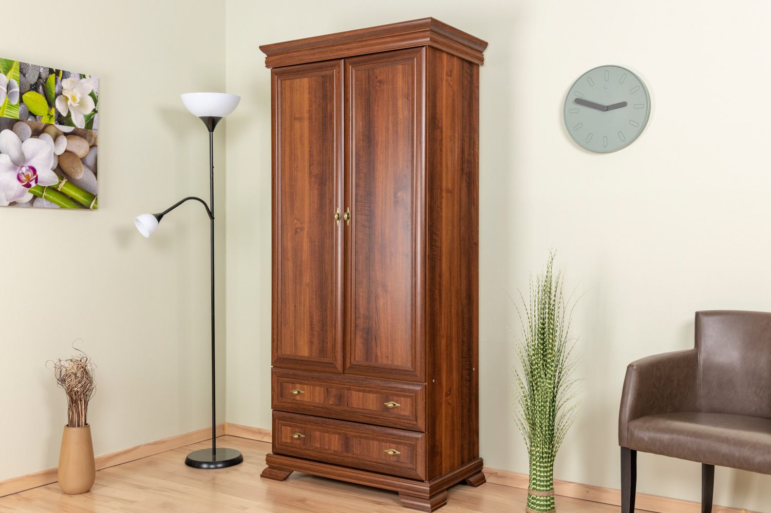 Armoire à portes battantes / armoire Sentis 15, couleur : brun foncé - 193 x 88 x 49 cm (H x L x P)