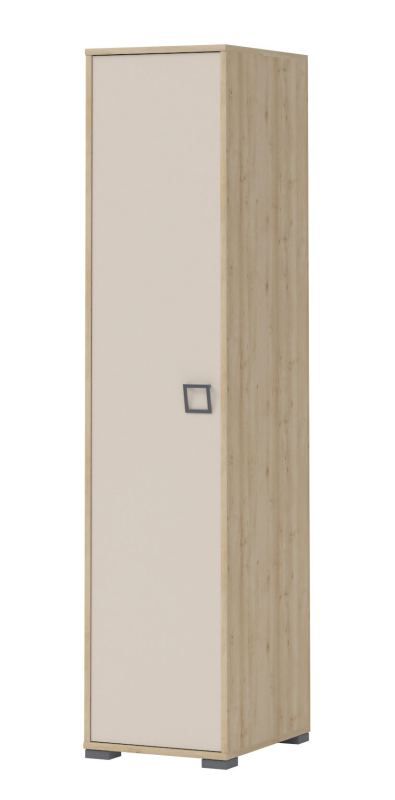 Chambre d'enfant - armoire à portes battantes / armoire Benjamin 10, couleur : hêtre / crème - 198 x 44 x 56 cm (h x l x p)