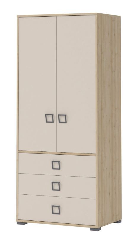 Chambre d'enfant - armoire à portes battantes / armoire Benjamin 13, couleur : hêtre / crème - 198 x 84 x 56 cm (h x l x p)