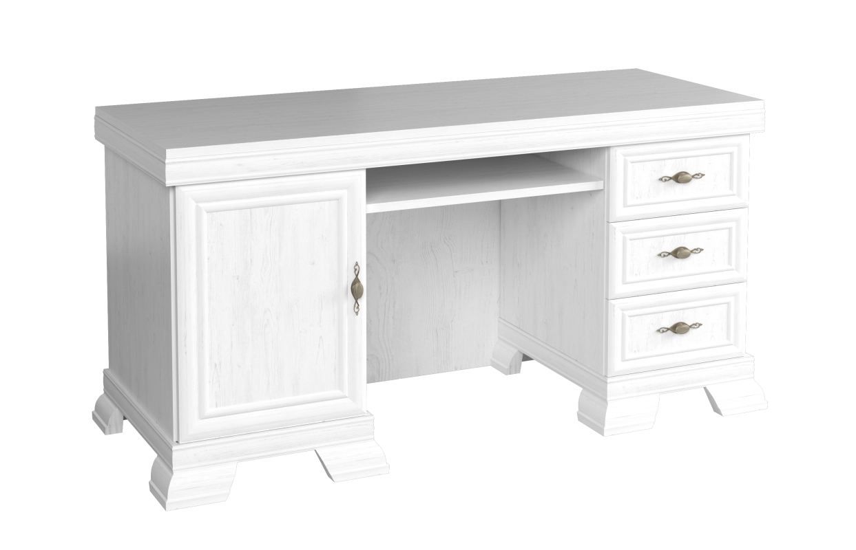 Bureau Sentis 06, couleur : blanc pin - 75 x 149 x 61 cm (H x L x P)