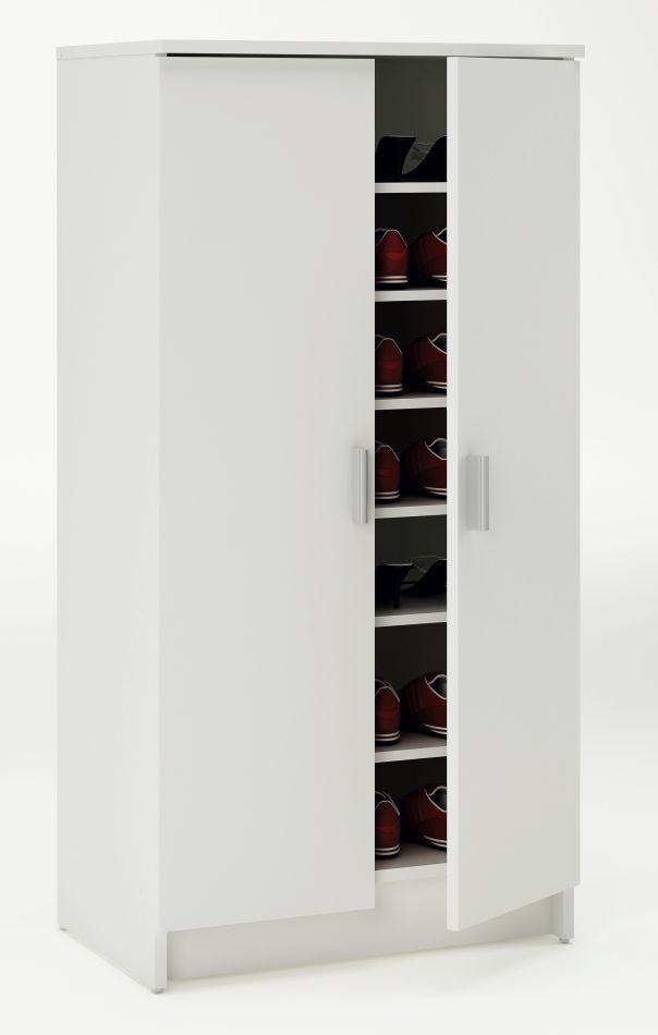 Armoire à chaussures Furna 22, couleur : blanc - Dimensions : 109 x 55 x 35 cm (H x L x P)