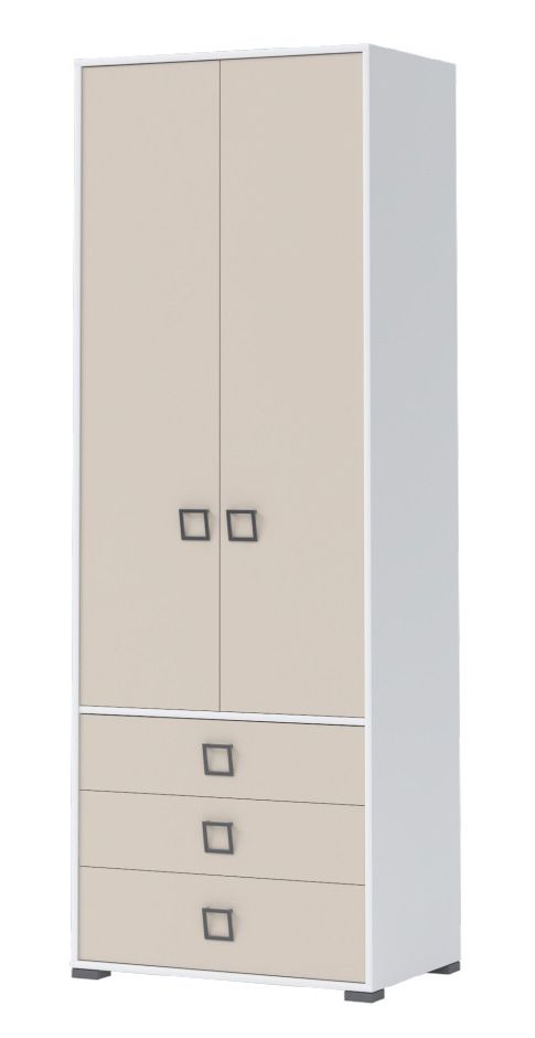 Chambre d'enfant - Armoire à portes battantes / armoire Benjamin 18, couleur : blanc / crème - Dimensions : 236 x 84 x 56 cm (H x L x P)