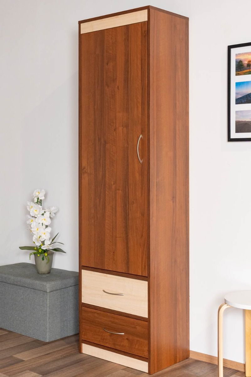 Armoire Pasuruan 01, couleur : Noyer / Érable - Dimensions : 195 x 54 x 37 cm (H x L x P)