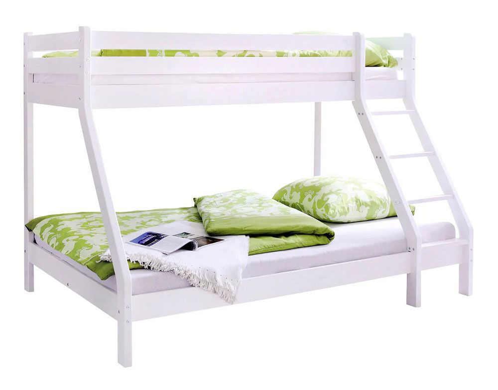 Lit d'enfant / Lit superposé Henry 33, Couleur : Blanc - Couchage : 90 x 200 cm & 140 x 200 cm (l x L)