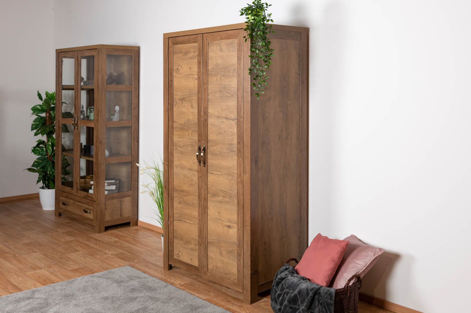 Armoire à portes battantes / armoire Sardona 08, couleur : brun chêne - 186 x 100 x 55 cm (h x l x p)