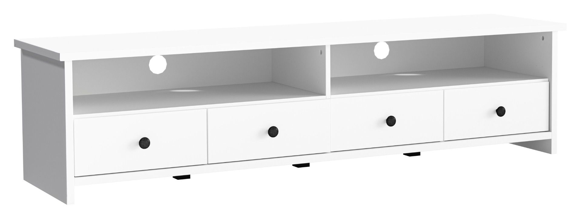 Meuble bas TV Badus 13, Couleur : Blanc - 42 x 168 x 43 cm (H x L x P)