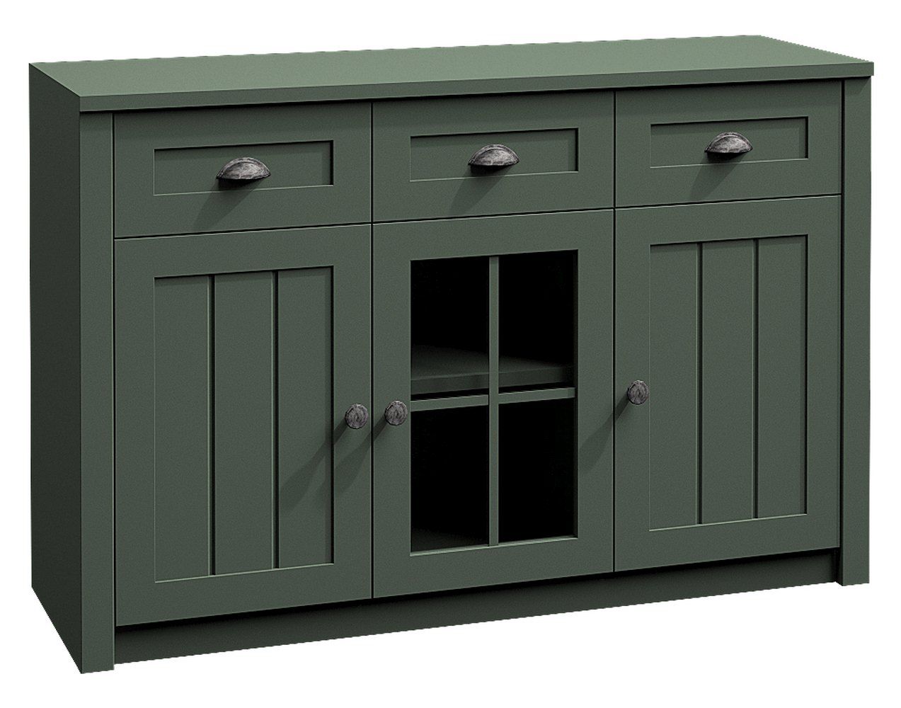 Commode Segnas 01, couleur : vert - 88 x 130 x 43 cm (h x l x p)