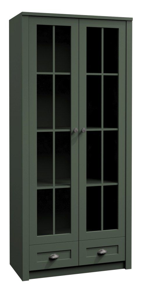 Vitrine Segnas 14, couleur : vert - 198 x 90 x 43 cm (h x l x p)